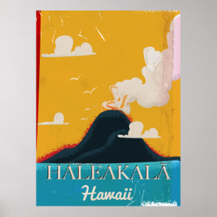 poster de viagens de Haleakalāvolcano vintage no