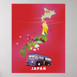 poster de viagens de Ilustração do Japão.