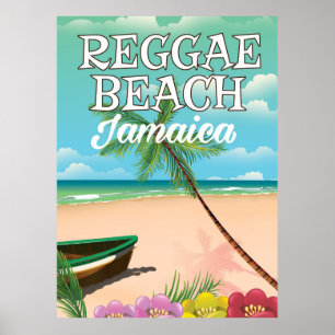 Poster de viagens de Jamaica da praia da reggae