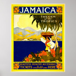 Poster de viagens de Jamaica do vintage