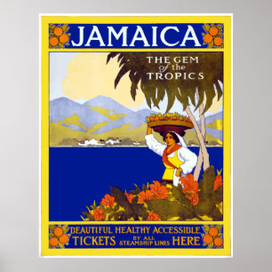 Poster de viagens de Jamaica do vintage