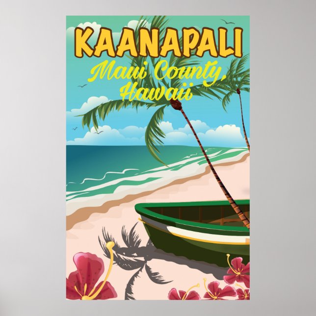Poster de viagens de Kaanapali Maui County Hawaii (Frente)