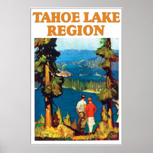 Poster de viagens de Lake Tahoe do vintage