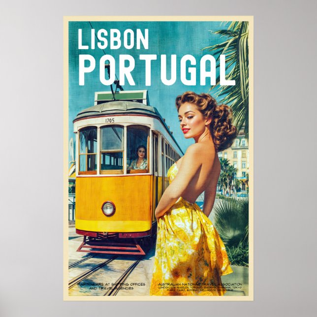 Poster de viagens de Lisboa do Estilo Vintage (Frente)