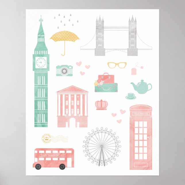 Poster de viagens de Londres (Frente)