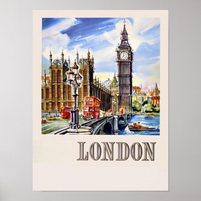 Poster de viagens de Londres (Frente)