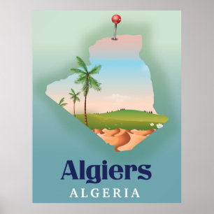 poster de viagens de Mapa Argel