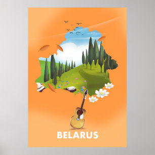poster de viagens de Mapa da Bielorrússia.