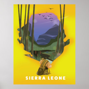 poster de viagens de mapa ilustrado do sererra leo