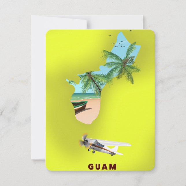 Poster de viagens de mapa ilustrado por Guam (Frente)