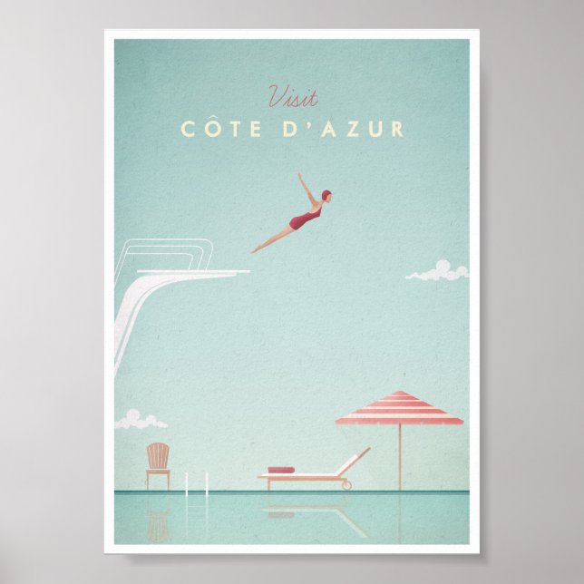 Poster de viagens de mergulho na Costa do Azur (Frente)