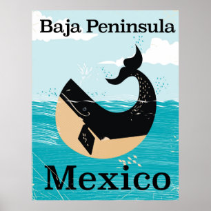 poster de viagens de México da península do baja