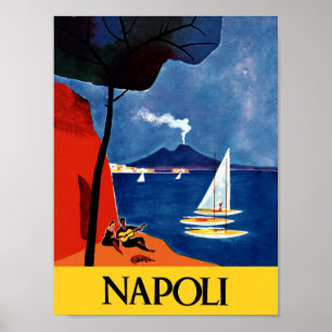 Poster de viagens de Nápoles, Italia