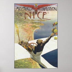 Poster de viagens de Nice de Aviação de Reunião