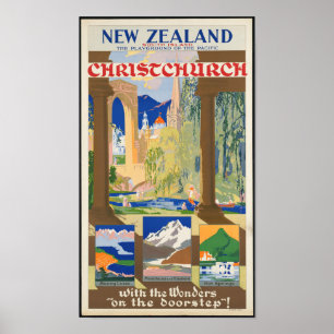 Poster de viagens de Nova Zelândia do vintage