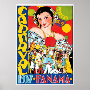 Poster de viagens de Panamá do vintage de Carnava