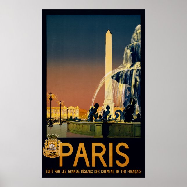 Poster de viagens de Paris para as redes ferroviár (Frente)