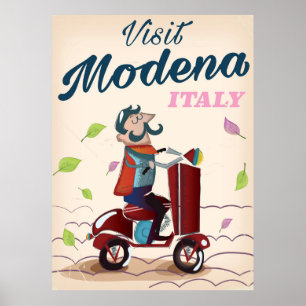 Poster de viagens de Patinete Modena Itália