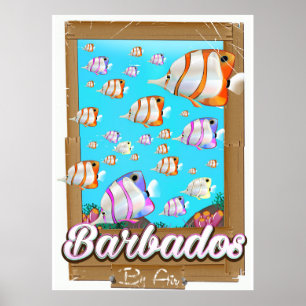 Poster de viagens de peixes tropicais de Barbados