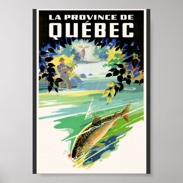 Poster de viagens de Pescadores e Trutas do Quebec (Frente)