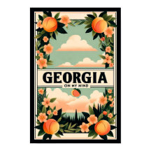 Poster de viagens de Pêssego Vintage Georgia