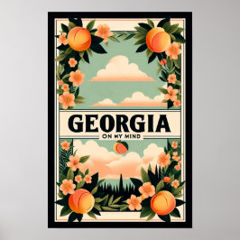 Poster de viagens de Pêssego Vintage Georgia