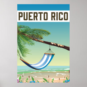 Poster de viagens de Porto Rico Beach.
