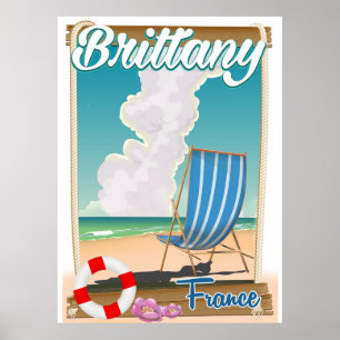 Poster de viagens de praia da Bretanha