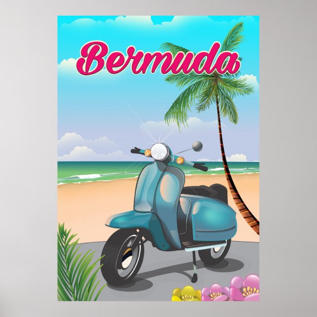 Poster de viagens de praia das Bermudas (Frente)