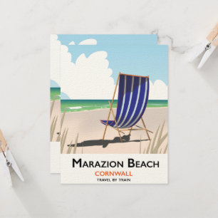 poster de viagens de praia de Marazion Beach