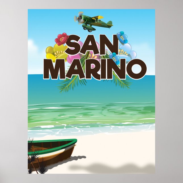 Poster de viagens de praia de San Marino (Frente)