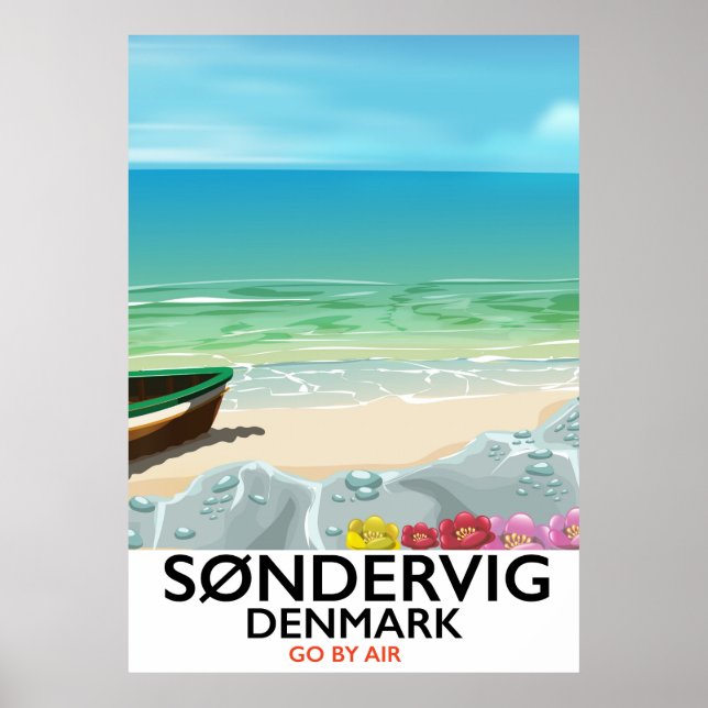 Poster de viagens de praia de Søndervig na Dinamar (Frente)