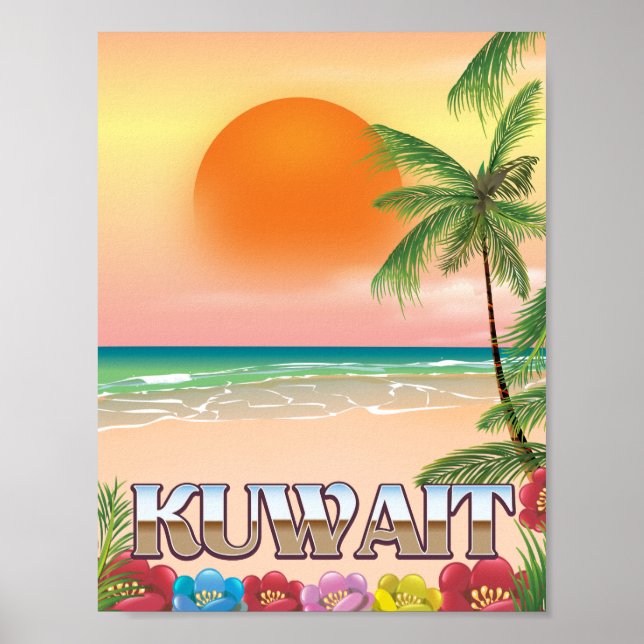 poster de viagens de praia do kuwait (Frente)