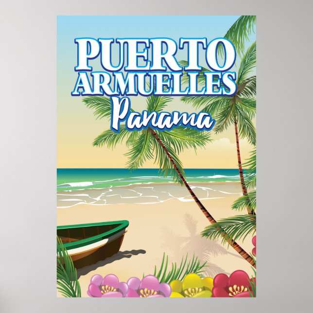 Poster de viagens de praia do Panamá em Porto Armu (Frente)