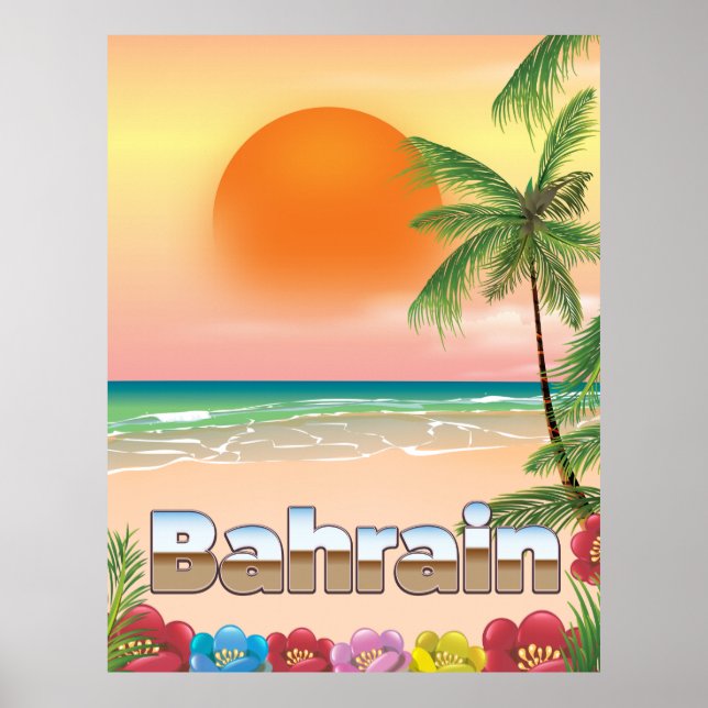 Poster de viagens de praia em Bahrain (Frente)