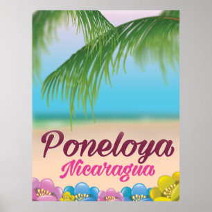 poster de viagens de praia Poneloya nicaragua