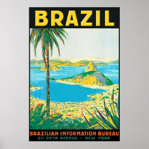 Poster de viagens de Rio Brasil do vintage