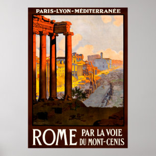 Poster de viagens de Roma Italia do vintage