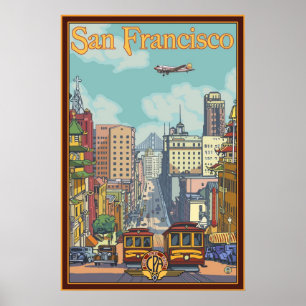 Poster de viagens de São Francisco - Rua Califórni