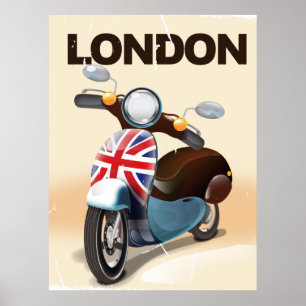 poster de viagens de tomada de patinete de Londres