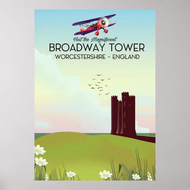 Poster de viagens de torre de Broadway Worcestersh (Frente)
