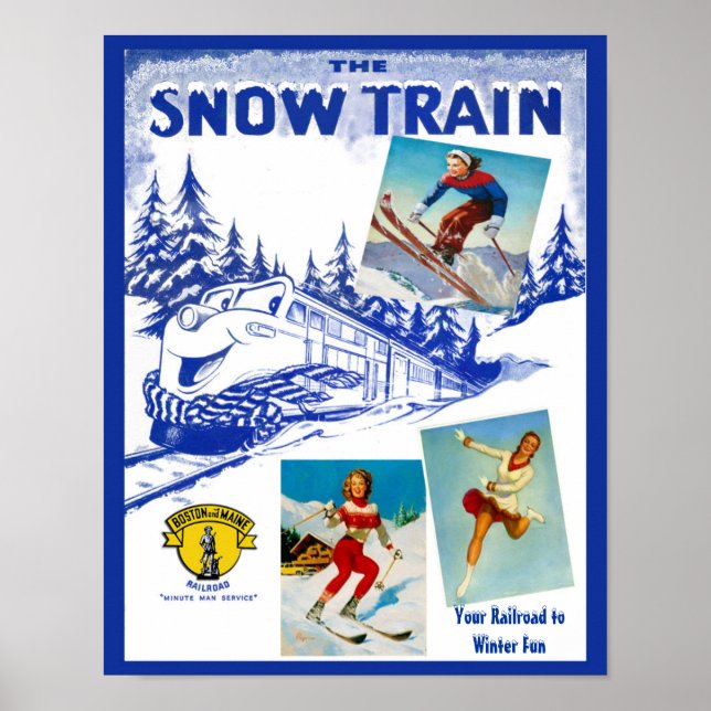 Poster de viagens de Trem da Neve Ferroviária de B (Frente)