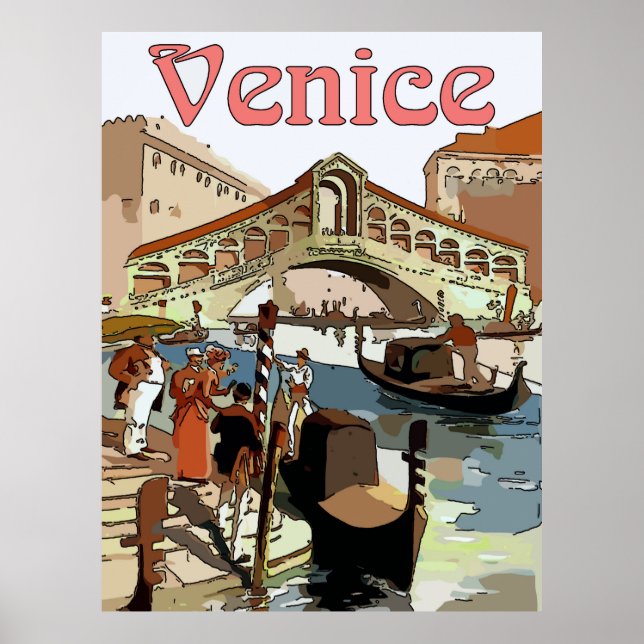 Poster de viagens de Veneza, adicionar texto (Frente)
