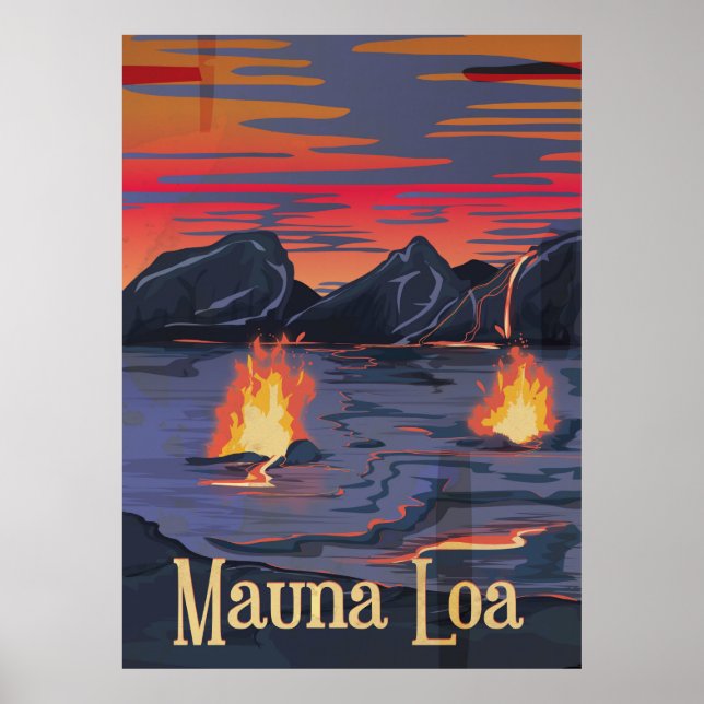 Poster de viagens de vulcão Mauna Loa (Frente)