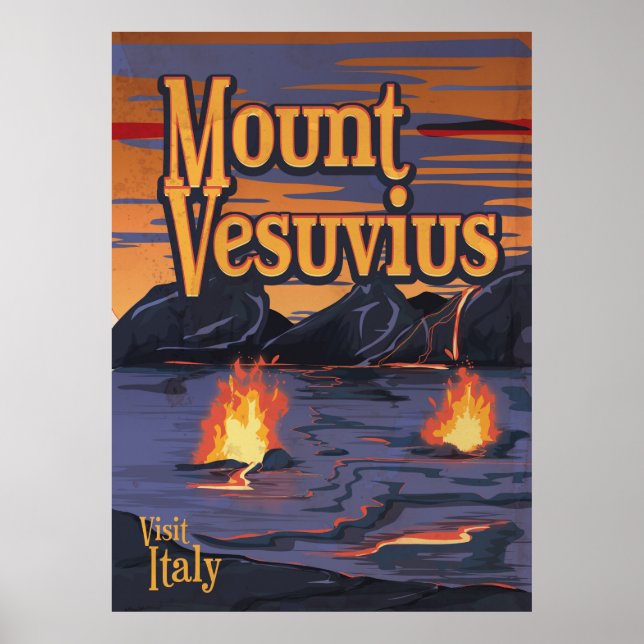 Poster de viagens de vulcão Monte Vesúvio (Frente)