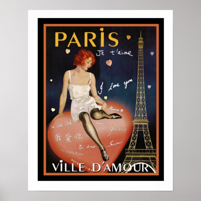 Poster de viagens Deco Paris Colorida 16 x 20 (Frente)
