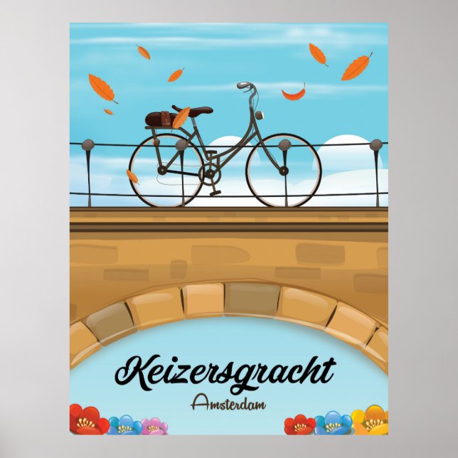 Poster de viagens do Canal de Amsterdã Keizersgrac (Frente)