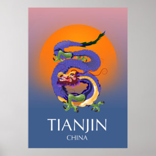 Poster de viagens do dragão de Tianjin China