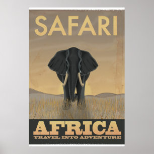 Poster de viagens do elefante do safari de África