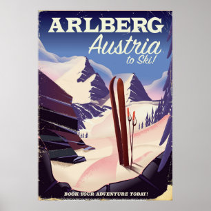 Poster de viagens do esqui de Arlberg Áustria